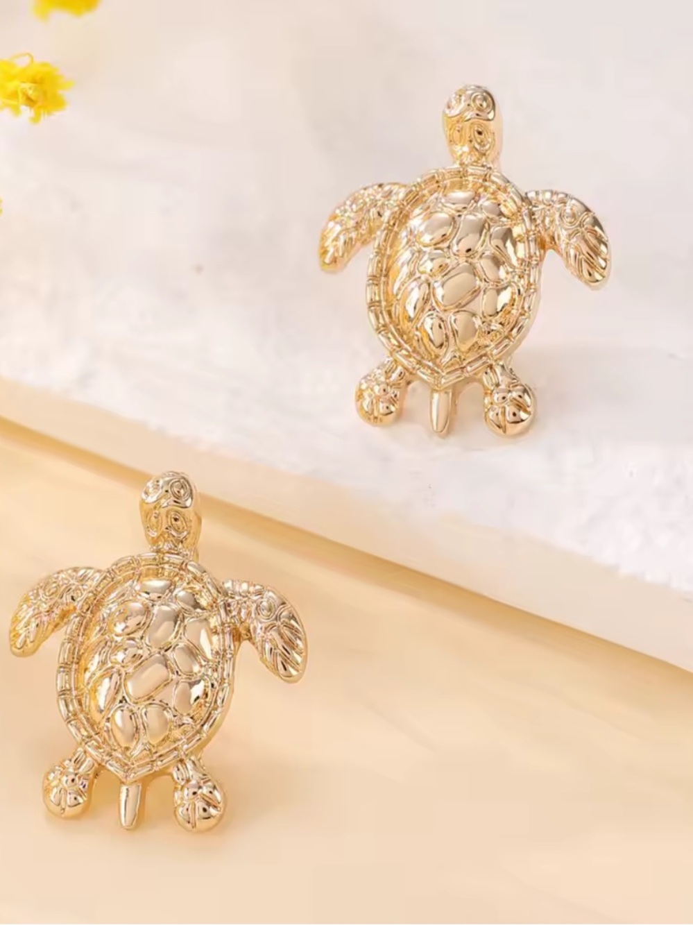 Cute Gold Sea Turtle Earrings